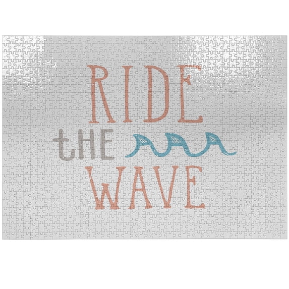 Ambesonne Ride the Wave Jigsaw Puzzle, Exotic Sports, Heirloom-Quality Fun Activity for Family Durable Cardboard, 1000 pcs, Pale Pink Aqua