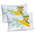 thumbnail image 1 of Ambesonne Ride the Wave Pillow Sham 2 Pack, Crocodile, 30"x20", Olive Green Mint Yellow, 1 of 3