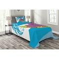 thumbnail image 1 of Ambesonne Ride the Wave Quilted Bedspread Set 2 Pcs, Cartoon Bulldog, Twin Size, Multicolor, 1 of 3