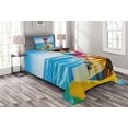 thumbnail image 1 of Ambesonne Ride the Wave Quilted Bedspread Set 2 Pcs, Dog in the Ocean, Twin Size, Blue Yellow, 1 of 3
