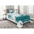 thumbnail image 1 of Ambesonne Ride the Wave Quilted Bedspread Set 2 Pcs, Grunge Tropical, Twin Size, Teal White, 1 of 3