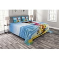 thumbnail image 1 of Ambesonne Ride the Wave Quilted Bedspread Set 3 Pcs, Dog in the Ocean, King Size, Blue Yellow, 1 of 3