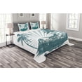 thumbnail image 1 of Ambesonne Ride the Wave Quilted Bedspread Set 3 Pcs, Grunge Tropical, King Size, Teal White, 1 of 3