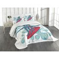 thumbnail image 1 of Ambesonne Ride the Wave Quilted Bedspread Set 3 Pcs, Surfer Octopus, King Size, Petrol Blue Turquoise, 1 of 5