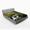 thumbnail image 1 of Ambesonne River Fitted Sheet, Forest over Mossy Rocks, King Size, Apple Green Umber, 1 of 3