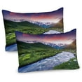 thumbnail image 1 of Ambesonne River Pillow Sham 2 Pack, Georgia Caucasus Hills, 30"x20", Fern Green Pale Blue, 1 of 3