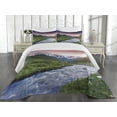 thumbnail image 1 of Ambesonne River Quilted Coverlet 3 Pcs, Georgia Caucasus Hills, Queen Size, Fern Green Pale Blue, 1 of 4