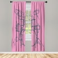 thumbnail image 1 of Ambesonne Rock Music Curtains, Sketchy Drummer Artwork, Pair of 28"x63", Pale Pink, 1 of 2