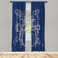 thumbnail image 1 of Ambesonne Rock Music Curtains, Sketchy Drummer Artwork, Pair of 28"x63", Violet Blue, 1 of 2