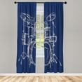 thumbnail image 1 of Ambesonne Rock Music Curtains, Sketchy Drummer Artwork, Pair of 28"x84", Violet Blue, 1 of 2
