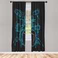 thumbnail image 1 of Ambesonne Rock Music Curtains, Sketchy Drummer Artwork, Pair of 28"x95", Sky Blue, 1 of 2