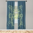 thumbnail image 1 of Ambesonne Rock Music Curtains, Sketchy Drummer Print, Pair of 28"x84", Cadet Blue, 1 of 2
