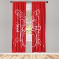 thumbnail image 1 of Ambesonne Rock Music Curtains, Sketchy Drummer Print, Pair of 28"x84", Dark Coral, 1 of 2