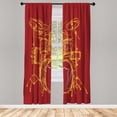 thumbnail image 1 of Ambesonne Rock Music Curtains, Sketchy Drummer Print, Pair of 28"x84", Red Mustard, 1 of 2