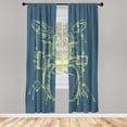 thumbnail image 1 of Ambesonne Rock Music Curtains, Sketchy Drummer Print, Pair of 28"x95", Cadet Blue, 1 of 2