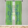 thumbnail image 1 of Ambesonne Rock Music Curtains, Sketchy Drummer Print, Pair of 28"x95", Lime Green, 1 of 2
