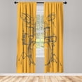 thumbnail image 1 of Ambesonne Rock Music Curtains, Sketchy Drummer Print, Pair of 28"x95", Orange Grey, 1 of 2