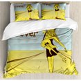 thumbnail image 1 of Ambesonne Rock Music Duvet Cover Set, Grunge Girl and Guitar, 2-Calking, Pale Green and Pale Blue, 1 of 3