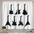 thumbnail image 1 of Ambesonne Rock Music Kitchen Curtains, Guitar Silhouettes, 55"x39", Black White, 1 of 2