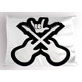 thumbnail image 1 of Ambesonne Rock Music Pillow Sham, Guitars Hand Sign, 26" X 20", Black White, 1 of 2