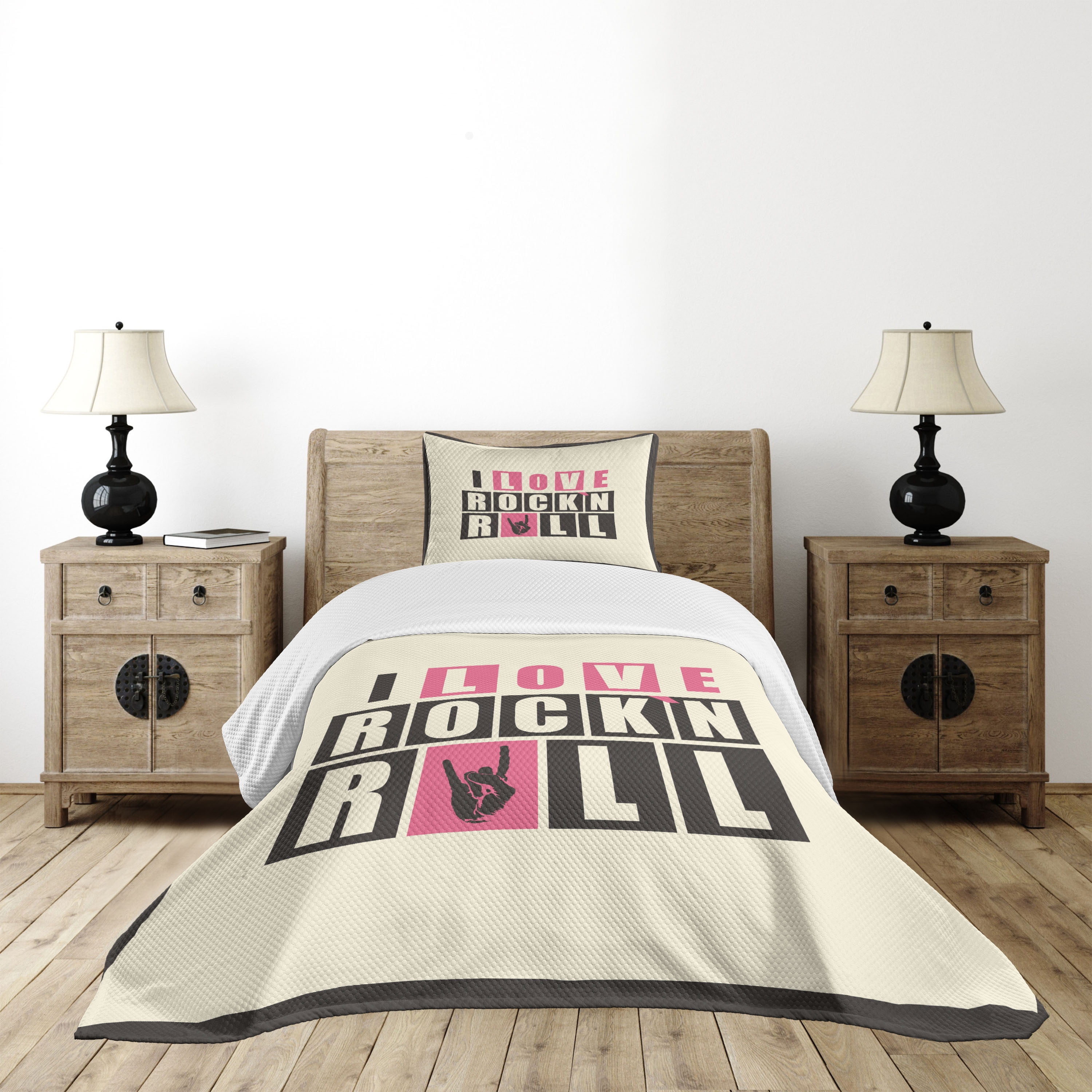 White Quilted Twin Bedspread Set with Pillow Sham
