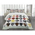 thumbnail image 1 of Ambesonne Rock Music Quilted Bedspread Set 3 Pcs, Guitar Picks Set, King Size, Multicolor, 1 of 3