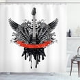 thumbnail image 1 of Ambesonne Rock Music Shower Curtain, Gothic Guitar Wings, 69"Wx75"L, Scarlet Black, 1 of 3