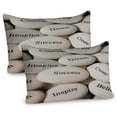 thumbnail image 1 of Ambesonne Rock Pillow Sham 2 Pack, Words on Rocks, 36"x20", Dust and Dark Eggshell, 1 of 3