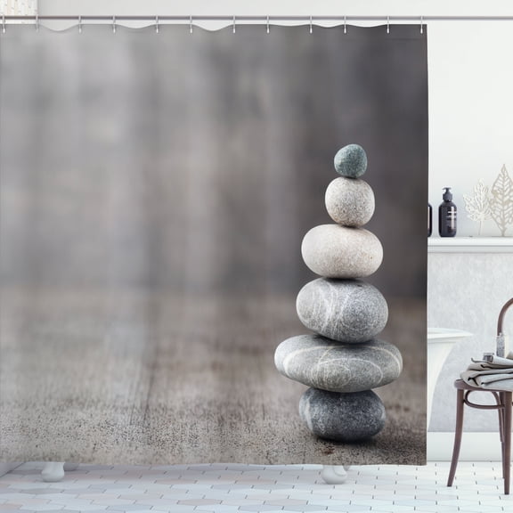 Ambesonne Rock Shower Curtain, Stability 6 Stones Nature, 69"Wx75"L, Multicolor