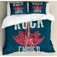 thumbnail image 1 of Ambesonne Rock and Roll Duvet Cover Set, Microphones and Wings, King, Teal Dark Coral, 1 of 3