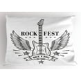 thumbnail image 1 of Ambesonne Rock and Roll Pillow Sham, Rock Festival Design, 26" X 20", Charcoal Grey and White, 1 of 2