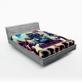thumbnail image 1 of Ambesonne Rocker Animals Fitted Sheet, Gorilla Cat Bear Fun, King Size, Fuchsia Blue Peach, 1 of 3