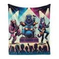 thumbnail image 1 of Ambesonne Rocker Animals Fleece Throw Blanket Gorilla Cat Bear Fun 70"x90" Fuchsia Blue Peach, 1 of 5