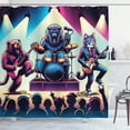 thumbnail image 1 of Ambesonne Rocker Animals Shower Curtain, Gorilla Cat Bear Fun, 69"Wx75"L, Fuchsia Blue Peach, 1 of 1