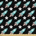 thumbnail image 1 of Ambesonne Rockets Fabric by the Yard Upholstery, Spaceship Doodle Sketch, 1 Yard, Turquoise Charcoal Grey, 1 of 5