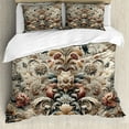 thumbnail image 1 of Ambesonne Rococo Duvet Cover Set, Palatial Flowers Posh Ethnic, Calking, Tan Dark Blue and Pale Ruby, 1 of 6
