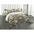 thumbnail image 1 of Ambesonne Rococo Quilted Bedspread Set 3 Pcs, Palatial Flowers Posh Ethnic, Queen Size, Tan Dark Blue and Pale Ruby, 1 of 5