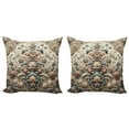 thumbnail image 1 of Ambesonne Rococo Throw Pillow Cover 2 Pack, Palatial Flowers Posh Ethnic, 18", Tan Dark Blue and Pale Ruby, 1 of 7