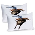thumbnail image 1 of Ambesonne Rodeo Pillow Sham 2 Pack, Cowboy Bucking Bull Western, 30"x20", Rust Beige, 1 of 3