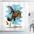 thumbnail image 1 of Ambesonne Rodeo Shower Curtain, Cowboy Falling off His Horse, 69"Wx70"L, Multicolor, 1 of 5