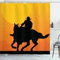 thumbnail image 1 of Ambesonne Rodeo Shower Curtain, Silhouette of a Lone Rider, 69"Wx75"L, Charcoal Grey Mustard, 1 of 5