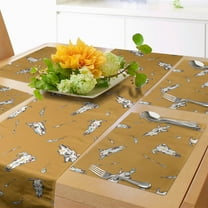 Ambesonne Rodeo Table Runner & Placemats, Cow Skulls Arrows Feathers, Placemat 4 pcs   Runner 12"x72", Pale Coffee and White