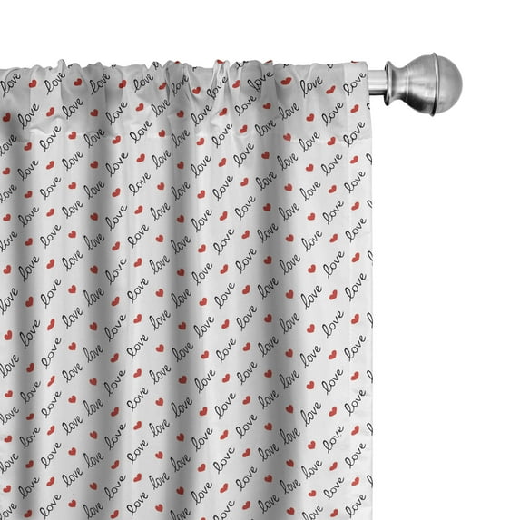 Ambesonne Romance Curtains, Love Valentines Day, Pair of 28"x95", Vermilion Black