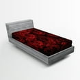 thumbnail image 1 of Ambesonne Romance Fitted Sheet 2 Pcs Set, Drops of Blooming Bouquet, Twin, Black Red, 1 of 3