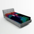 thumbnail image 1 of Ambesonne Romance Fitted Sheet, Floral Eyes and Stripe, Twin Size, Multicolor, 1 of 2