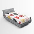 thumbnail image 1 of Ambesonne Romance Fitted Sheet, Hearts Valentines, Twin XL Size, Pale Coffee Black Red, 1 of 2