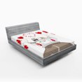 thumbnail image 1 of Ambesonne Romance Fitted Sheet, Newlywed Couple in Car, Full Size, Red Taupe White, 1 of 2