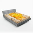 thumbnail image 1 of Ambesonne Romance Fitted Sheet, Rose Petals and Flowers, Queen Size, Orange Yellow, 1 of 2