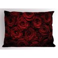 thumbnail image 1 of Ambesonne Romance Pillow Sham, Drops of Blooming Bouquet, 26" X 20", Black Red, 1 of 2
