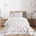 thumbnail image 1 of Ambesonne Romance Quilted Bedspread Set 2 Pcs, Love Valentines Day, Twin Size, Vermilion Black, 1 of 3